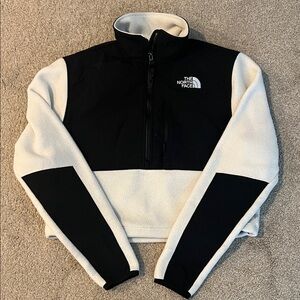 The North Face Black and White Quarter-Zip cropped  Fleece